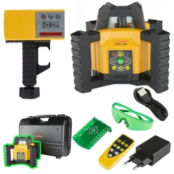 Laser do niwelacji z pilotem, tarczką i okularami w zestawie