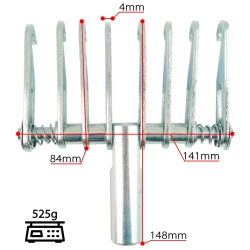 Szpon 8 hakowy 4mm - wymiary